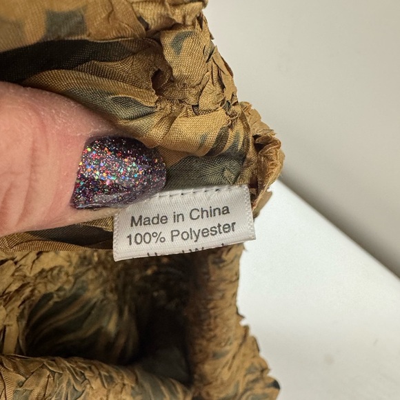 Black Gold Crinkle Top OSFM Boho Glam Metallic Festival Grunge Whimsigoth Fairy - Picture 4 of 8